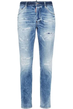 Dsquared2 Jeansy, Mężczyzna, Niebieski, S, Bawełna, Dżinsy z Obniżonym Krokiem