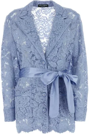 Dolce & Gabbana Kurtki, Kobieta, Niebieski, S, Lekki Niebieski Szlafrokowa Koszula