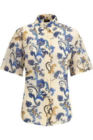 Etro Koszule, Kobieta, Wielobarwność, XS, Koszula z bawełny z wzorem paisley