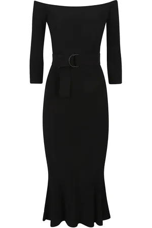 Norma Kamali Sukienki, Kobieta, Czarny, S, Elegancka Sukienka z Odkrytymi Ramionami i Fishtail