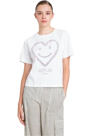 Twin-Set Koszulki, Kobieta, Biały, M, Biała kolekcja T-shirtów i Polo