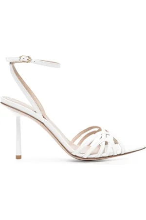 LE SILLA Buty, Kobieta, Biały, 36 EU, Białe Skórzane Sandały na Wysokim Obcasie