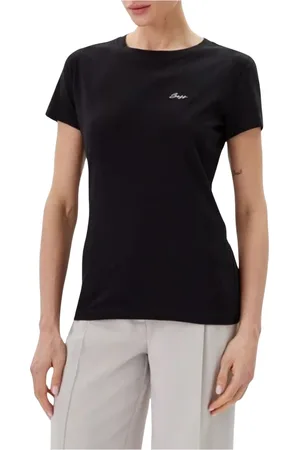 HUGO BOSS Koszulki, Kobieta, Czarny, S, Koszulka Damska z Bawełny Kolekcja Wiosna/Lato