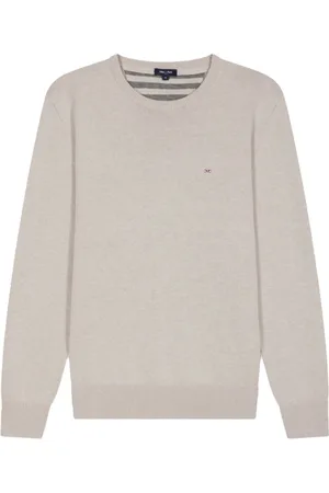 Eden Park Swetry, Mężczyzna, Beżowy, 3XL, Sweter z wełny i bawełny z okrągłym dekoltem