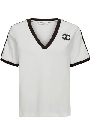 Co`Couture Koszulki, Kobieta, Biały, S, Bawełna, Sportowy pasek V-Tee Top z dekoltem V