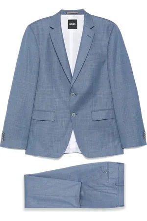 HUGO BOSS Garnitury, Mężczyzna, Niebieski, XL, Klasyczny wełniany garnitur z dwoma guzikami