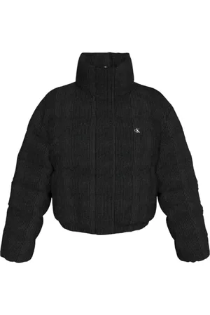 Calvin Klein Kurtki, Kobieta, Czarny, XS, Czarna Kurtka z Golfem i Zameknięciem na Suwak