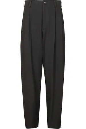 YOHJI YAMAMOTO Spodnie, Kobieta, Czarny, M, Rayon, Czarne Spodnie Proste Nogi