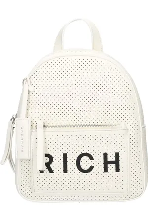 John Richmond Torebki, Kobieta, Biały, ONE SIZE, Biały Plecak Damski z Czarnym Logo