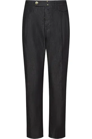 Incotex Spodnie, Mężczyzna, Czarny, W36, Czarne Spodnie Slim-Fit z Podwójnymi Plisami