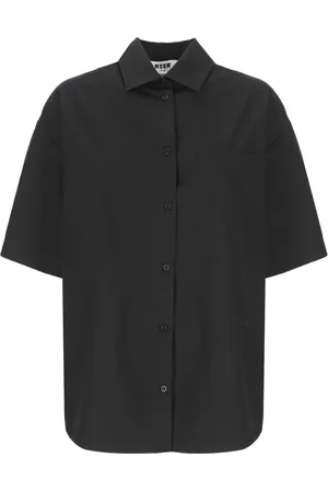 Msgm Bluzki, Kobieta, Czarny, S, Czarna koszula z kołnierzykiem