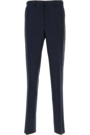VERSACE Spodnie, Mężczyzna, Niebieski, M, Stylowe ciemnoniebieskie spodnie z wełny