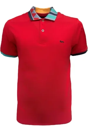 HARMONT&BLAINE Koszulki, Mężczyzna, Czerwony, XL, Bawełna, Czerwony Męski Polo Z Wzorzystym Kołnierzem - XL