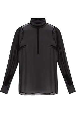 Dolce & Gabbana Koszulki, Kobieta, Czarny, S, Transparentny top ze stójką