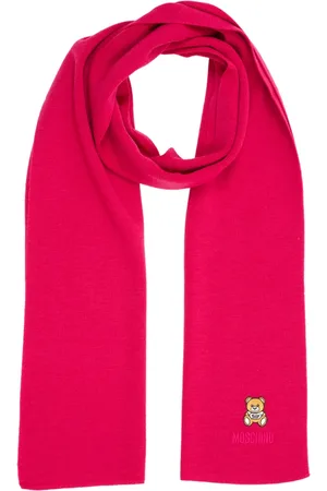Moschino Akcesoria, Kobieta, Różowy, ONE SIZE, Szal z Wełny Misia, Jednolity Wzór