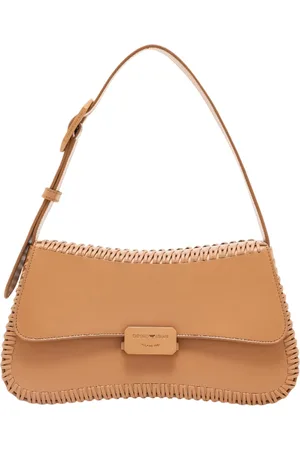 Emporio Armani Torebki, Kobieta, brązowy, ONE SIZE, Skóra, Brązowa Gładka Skóra Logo Zapięcie Torba