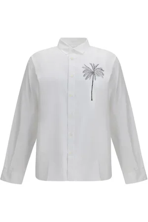 Jacquemus Koszule, Mężczyzna, Biały, S, Koszula z nadrukiem palmowym i detalami monogramu