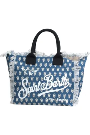 MC2 SAINT BARTH Torebki, Kobieta, Niebieski, ONE SIZE, Niebieska Torba z Frędzlami