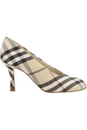 Burberry Buty, Kobieta, Wielobarwność, 38 EU, Poliester, Szpilki w Kratę z Obcasem Rycerskim