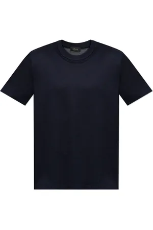 BRIONI Koszulki, Mężczyzna, Niebieski, L, Jedwabny t-shirt z okrągłym dekoltem