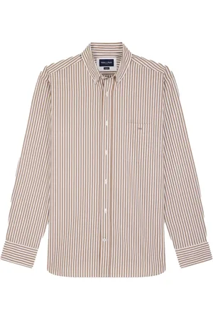 Eden Park Koszule, Mężczyzna, brązowy, 3XL, Koszula w Paski z Popeliny - Nowoczesny Styl