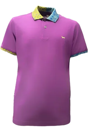 HARMONT&BLAINE Koszulki, Mężczyzna, Fioletowy, L, Bawełna, Fioletowy Męski Polo Z Nadrukowanym Kołnierzem - XL