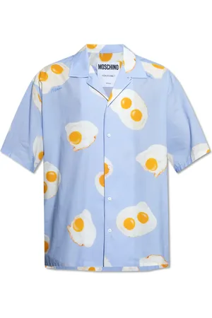 Moschino Koszule, Mężczyzna, Niebieski, M, Koszula z nadrukiem
