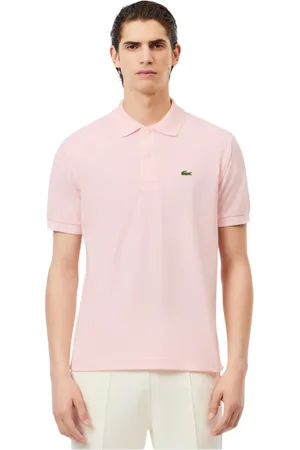 Lacoste Koszulki, Mężczyzna, Różowy, M, Bawełna, Różowa Koszulka Polo 100% Bawełna Piqué