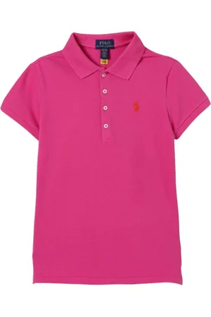 Ralph Lauren Koszulki, unisex, Różowy, M, Dziecięcy Polo Shirt z Haftowanym Logo