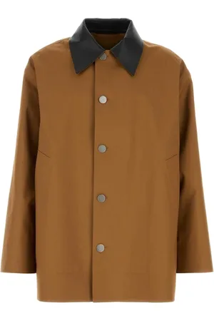 Jil Sander Kurtki, Mężczyzna, brązowy, M, Karmelowy Płaszcz Trench z Bawełny