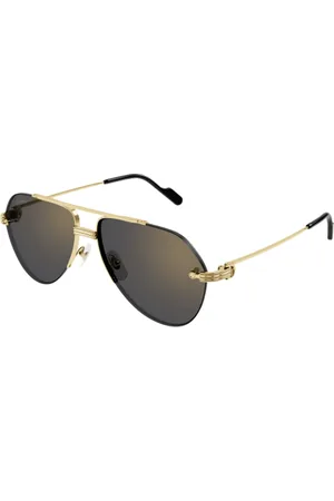 Cartier Akcesoria, unisex, Żółty, M, Złote Okulary Aviator