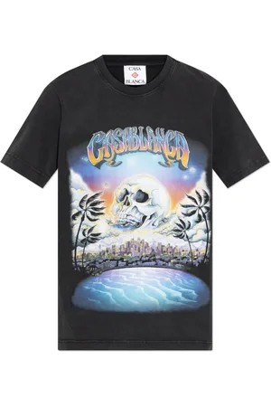 Casablanca Koszulki, Mężczyzna, Czarny, L, Bawełna, T-shirt z kolorowym nadrukiem