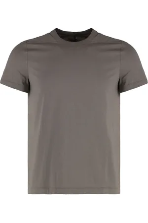Rick Owens Koszulki, Mężczyzna, Szary, S, Żakardowy bawełniany T-shirt z okrągłym dekoltem