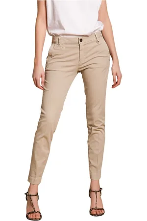 Masons Spodnie, Kobieta, Beżowy, XL, Bawełna, Beżowe Spodnie Chino Slim Fit