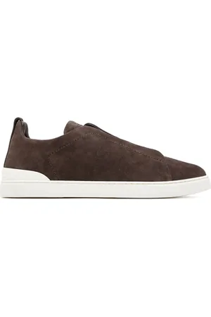 Ermenegildo Zegna Buty, Mężczyzna, brązowy, 46 EU, Brązowe Slip-On Sneakers Elastyczne Paski