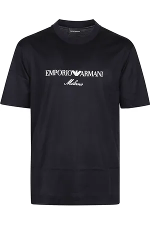 Emporio Armani Koszulki, Mężczyzna, Niebieski, 2XL, Koszulka z haftowanym logo