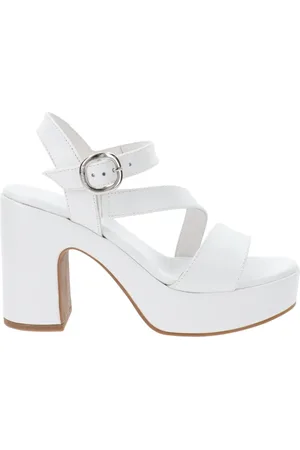 Nero Giardini Buty, Kobieta, Biały, 39 EU, Skórzane Sandały z Klamrą