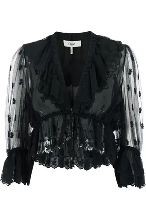 Chloé Bluzki, Kobieta, Czarny, S, Czarne Koszule TOP Look 23 Stylowe