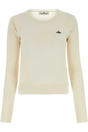 Vivienne Westwood Swetry, Kobieta, Beżowy, M, Len, Ivory Cotton Blend Bea Sweater