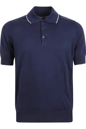 Brunello Cucinelli Koszulki, Mężczyzna, Niebieski, M, Bicolor Polo T-shirty i Pola