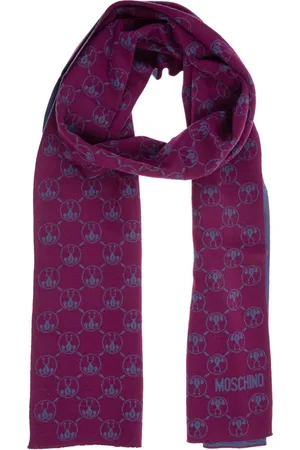 Moschino Akcesoria, Kobieta, Fioletowy, ONE SIZE, Logo Wzór Podwójny Znak Zapytania Szalik