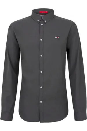 Tommy Hilfiger Koszule, Mężczyzna, Szary, M, Koszula Slim Fit z Długim Rękawem