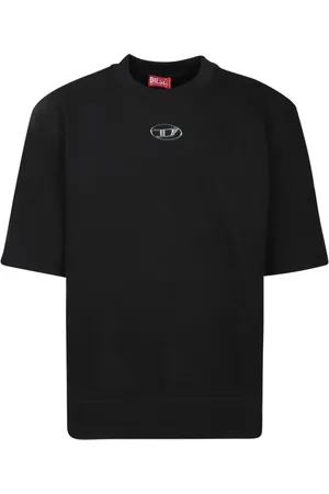 Diesel Koszulki, Mężczyzna, Czarny, XS, Metallic Detail Crew Neck T-shirt