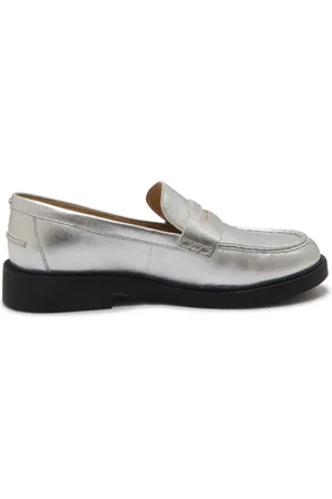 Michael Kors Buty, Kobieta, Szary, 38 1/2 EU, Srebrne Loaferki z Metaliczną Skórą