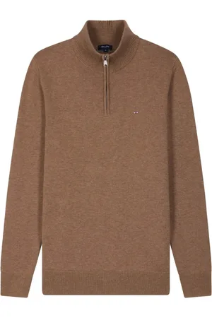 Eden Park Swetry, Mężczyzna, brązowy, 3XL, Męski sweter z wełny i bawełny na zamek