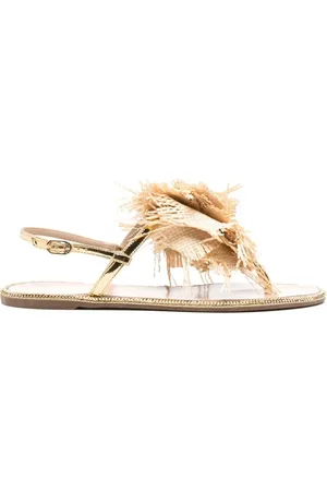 LE SILLA Buty, Kobieta, Żółty, 38 EU, Brązowe Sandały z Rafii i Kryształami