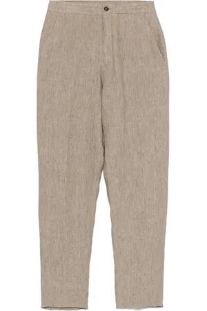 Ermenegildo Zegna Spodnie, Mężczyzna, Beżowy, 3XL, Spodnie lniane z kieszeniami bocznymi i tylnymi