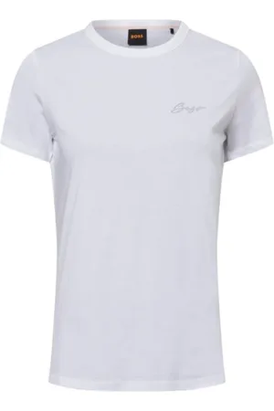 HUGO BOSS Koszulki, Kobieta, Biały, XS, Elegancka Koszulka z Dekoltem w Kształcie Litery O i Logiem