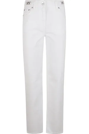VERSACE Spodnie, Kobieta, Biały, W28, Denim, Białe proste spodnie dla kobiet