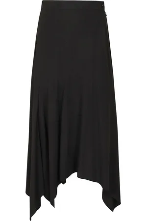 YOHJI YAMAMOTO Spódnice, Kobieta, Czarny, M, Rayon, Czarna Asymetryczna Rozkloszowana Długa Spódnica